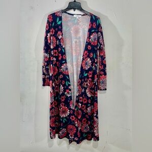 LuLaRoe Multicolor Floral Open Front Soft Lightweight Duster Cardigan